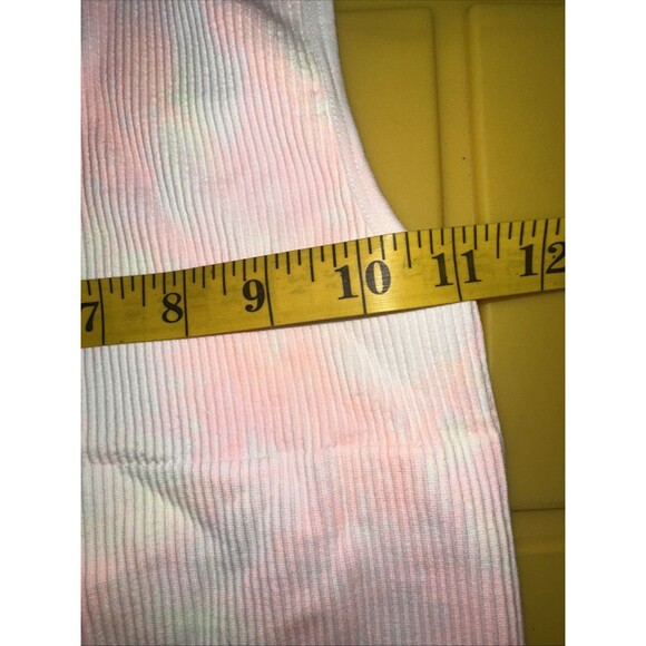 Zyia Active White Hendrix Crop Tank Top Tie-Dye Ribbed Longline Bra Size Small - Picture 5 of 6